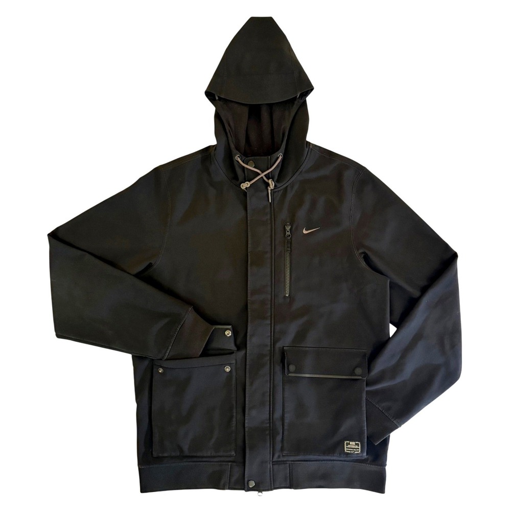 Nike Black Softshell Fleece Lined Hooded Performance Jacket Men's L 479450-010
